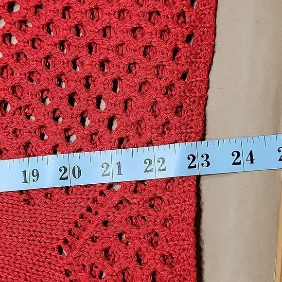 Objects D'Art, Open Knit Red Sweater, Star Detail. Size M. New without Tags - Picture 9 of 9